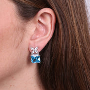 Orecchini in Argento 925  quadrato con zircone acqua