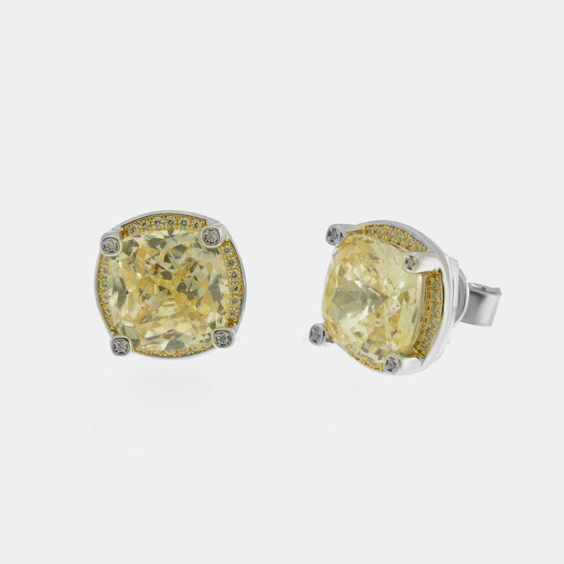Orecchini in Argento 925 a lobo con zircone giallo SIMEONE - gioiello BySimon