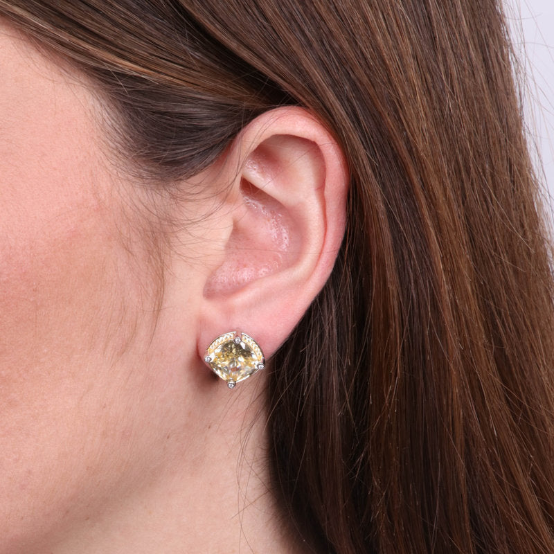 Orecchini in Argento 925 a lobo con zircone giallo SIMEONE - gioiello BySimon