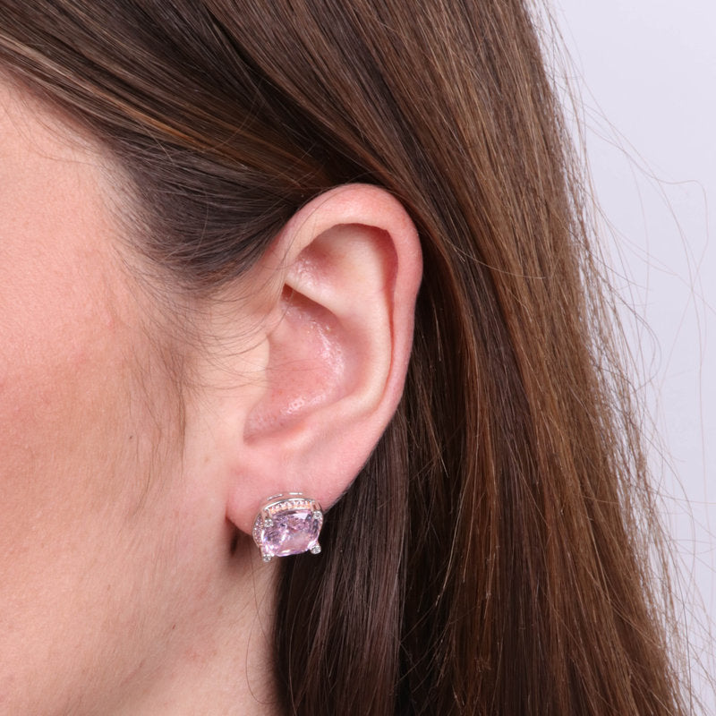 Orecchini in Argento 925 a lobo con zircone rosa SIMEONE - gioiello BySimon