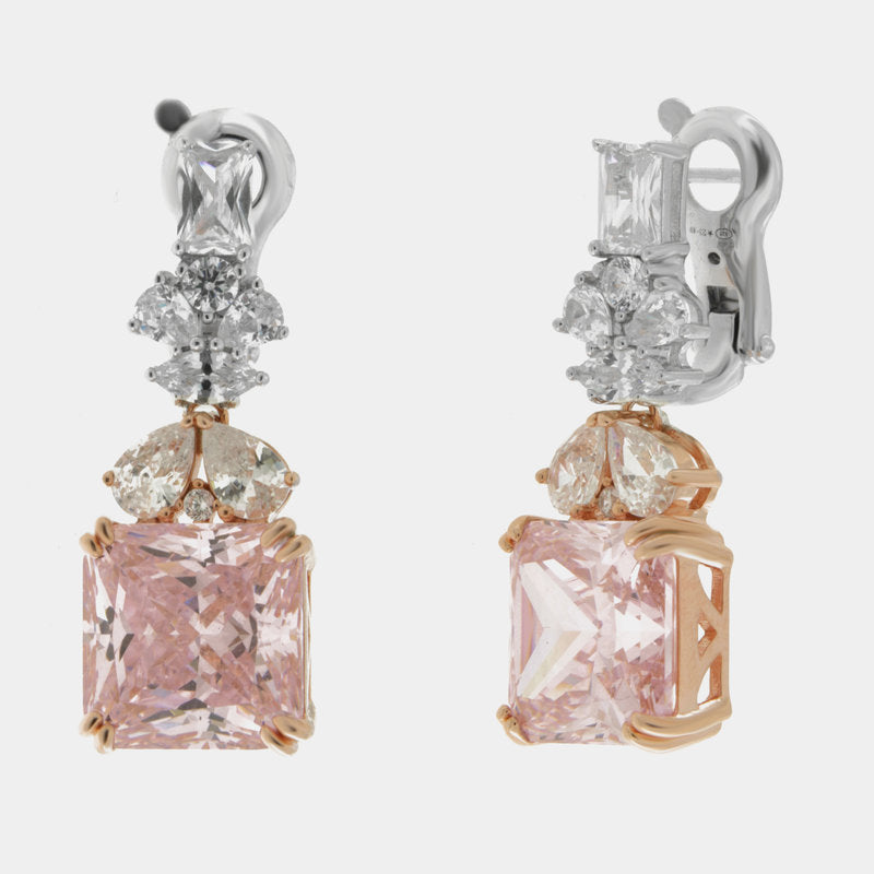 Orecchini in Argento 925 con zircone rosa SIMEONE - gioiello BySimon