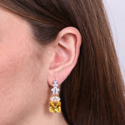 Orecchini in Argento 925 quadrato con zircone giallo