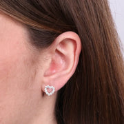 Orecchini in Argento 925 a lobo con cuore impreziosito da cristalli