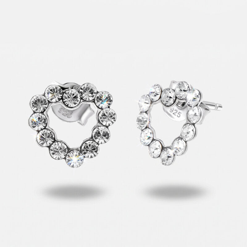 Orecchini in Argento 925 a lobo con cuore impreziosito da cristalli - BYSIMON gioielli