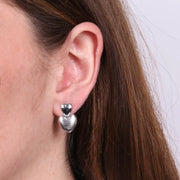 Orecchini in Argento 925 con doppio cuore graffiato e lucido