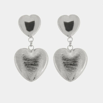 Orecchini in Argento 925 con doppio cuore graffiato e lucido