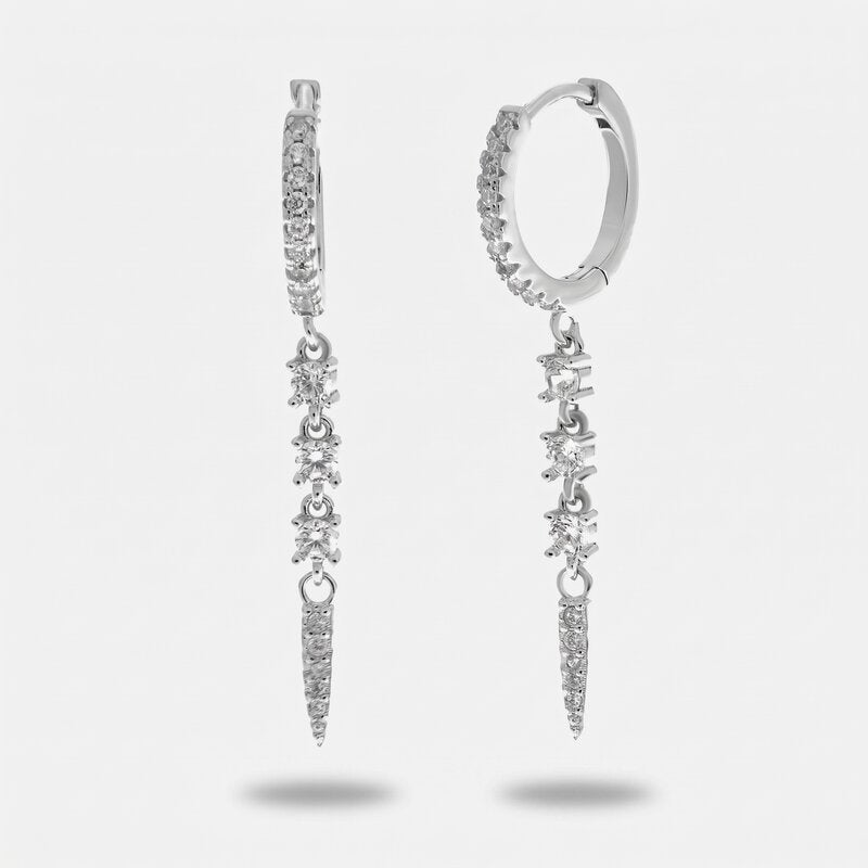 Orecchini in Argento 925 cerchio con zirconi pendenti Collezione Hanoi - BYSIMON gioielli