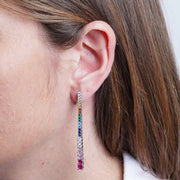 Orecchini in Argento 925 tennis colorato pendente