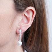 Orecchini in Argento 925 perla pendente con zirconi