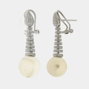 Orecchini in Argento 925 perla pendente con zirconi