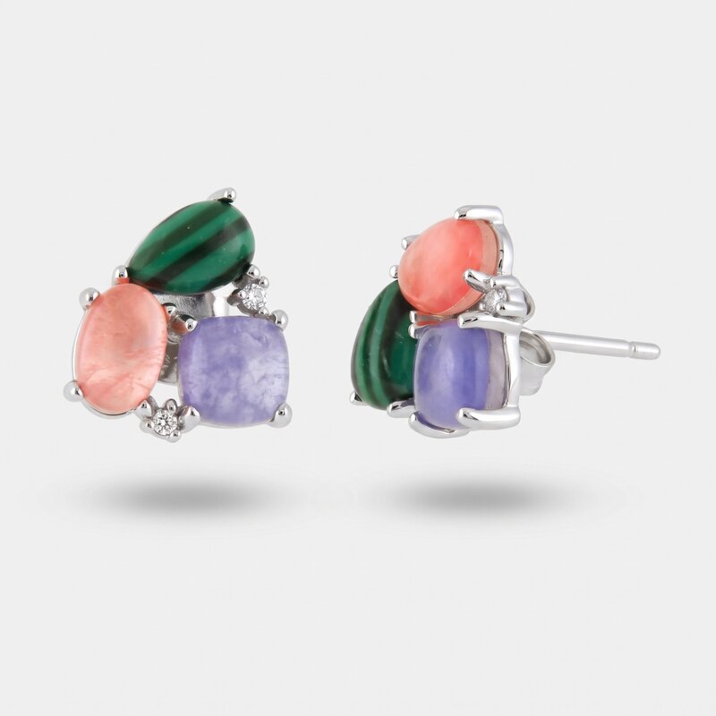 Orecchini in Argento 925 zirconi colorati Collezione Hanoi - BYSIMON gioielli