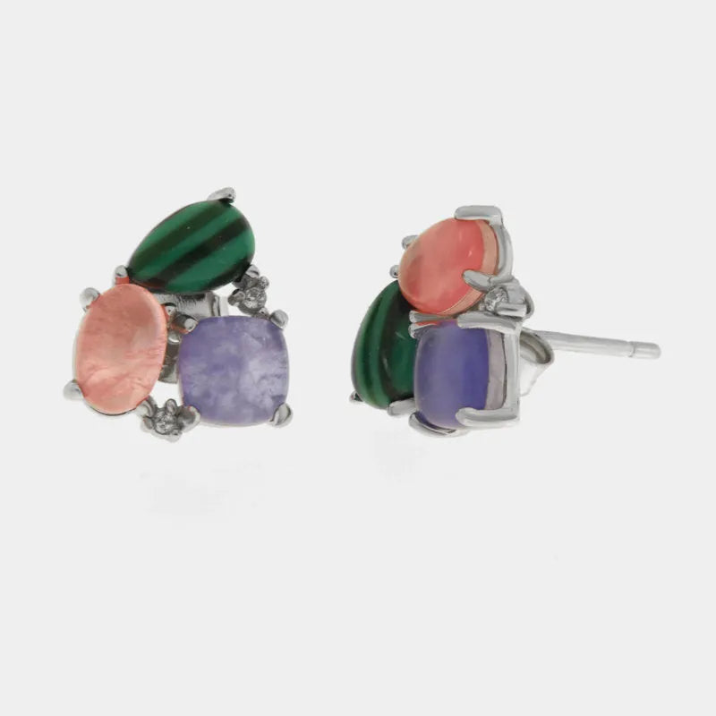 Orecchini in Argento 925 zirconi colorati Collezione Hanoi - BYSIMON gioielli