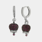 Orecchini in Argento 925 a cerchio con campanella rossa