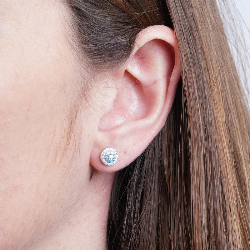 Orecchini in Argento 925 fiore zirconato azzurro Collezione Hanoi - BYSIMON gioielli