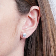 Orecchini in Argento 925 fiore zirconato azzurro