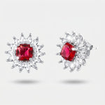 Orecchini in Argento 925 fiore con punto luce rosso Collezione Hanoi - BYSIMON gioielli