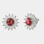 Orecchini in Argento 925 fiore con punto luce rosso Collezione Hanoi - BYSIMON gioielli