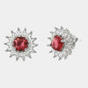 Orecchini in Argento 925 fiore con punto luce rosso