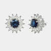 Orecchini in Argento 925 fiore con punto luce blu