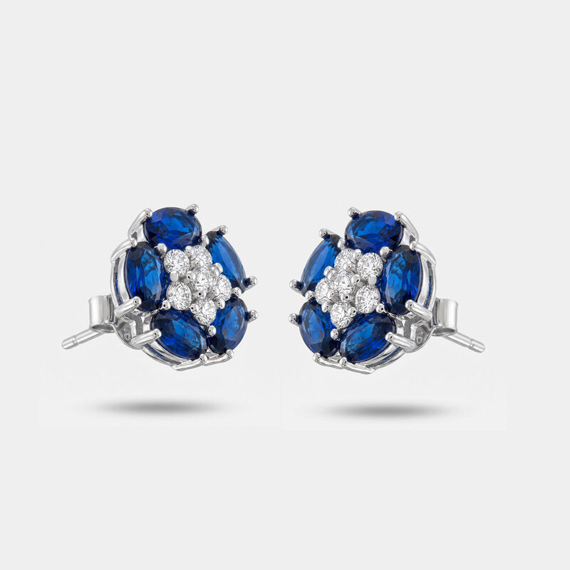 Orecchini in Argento 925 fiore zirconato blu Collezione Hanoi - BYSIMON gioielli