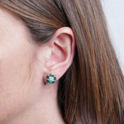 Orecchini in Argento 925 fiore zirconato verde