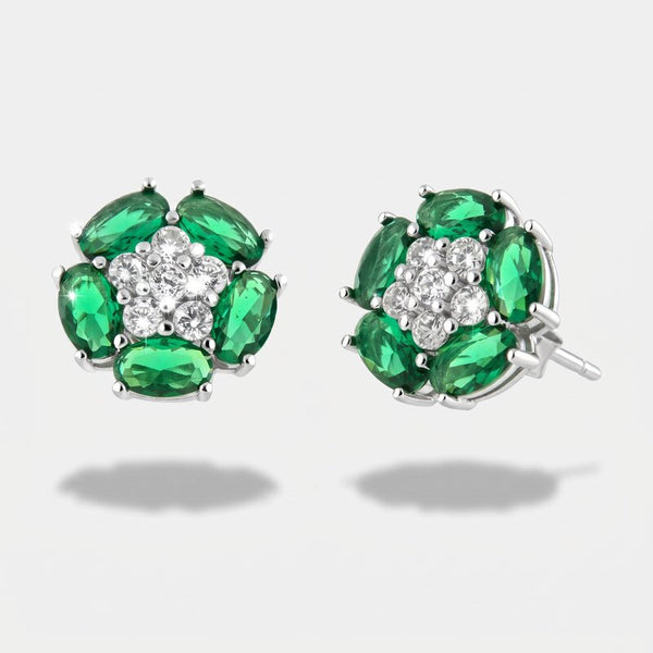 Orecchini in Argento 925 fiore zirconato verde Collezione Hanoi - BYSIMON gioielli