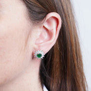 Orecchini in Argento 925 fiore zirconato verde