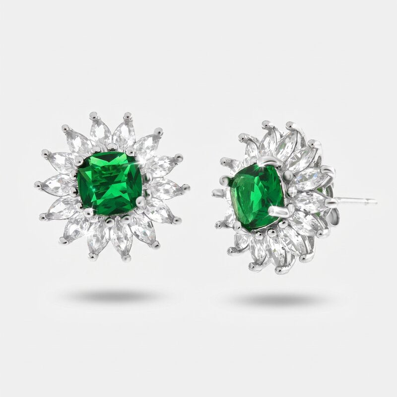 Orecchini in Argento 925 fiore zirconato verde Collezione Hanoi - BYSIMON gioielli