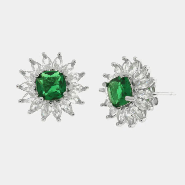 Orecchini in Argento 925 fiore zirconato verde Collezione Hanoi - BYSIMON gioielli