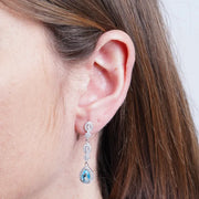 Orecchini in Argento 925 goccia azzurra con zirconi