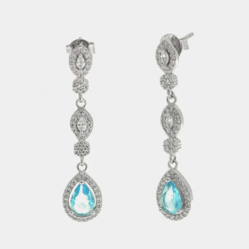 Orecchini in Argento 925 goccia azzurra con zirconi Collezione Hanoi - BYSIMON gioielli