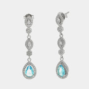 Orecchini in Argento 925 goccia azzurra con zirconi