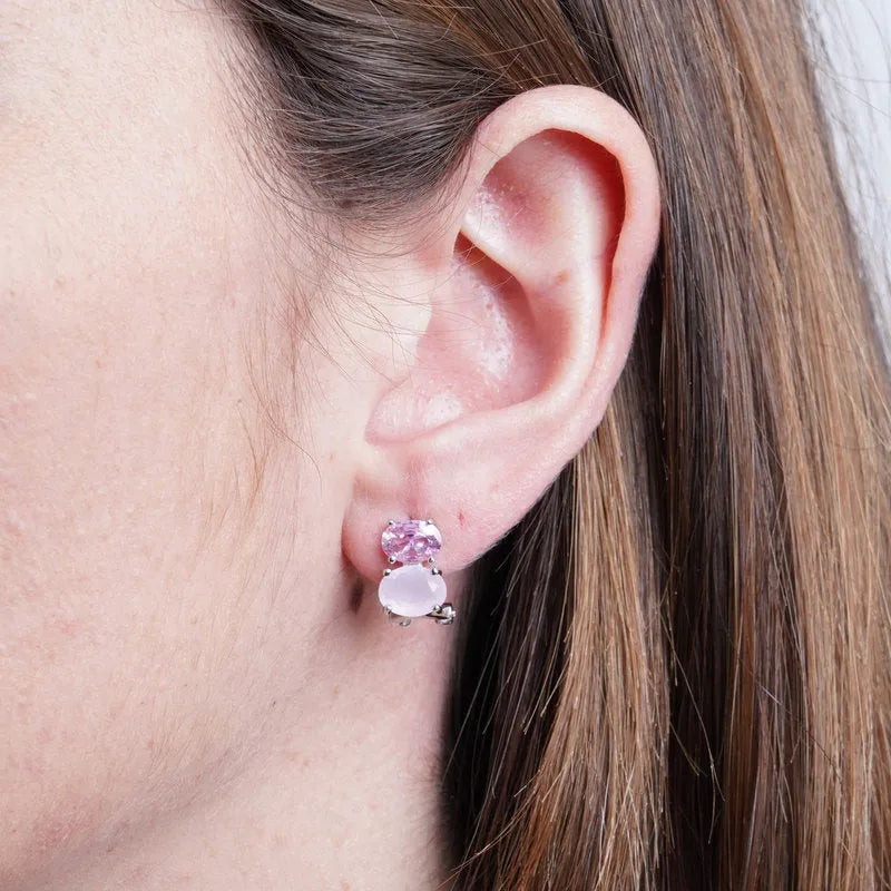 Orecchini in Argento 925 zirconi rosa Collezione Hanoi - BYSIMON gioielli