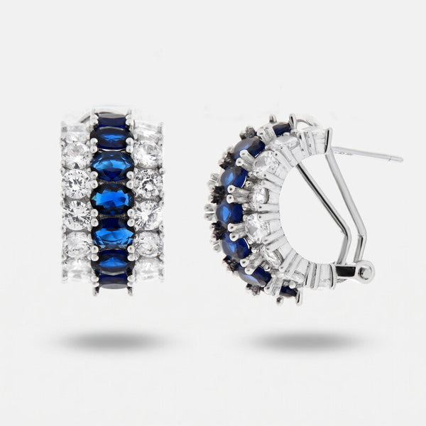 Orecchini in Argento 925 semicerchio con zirconi blu Collezione Hanoi - BYSIMON gioielli