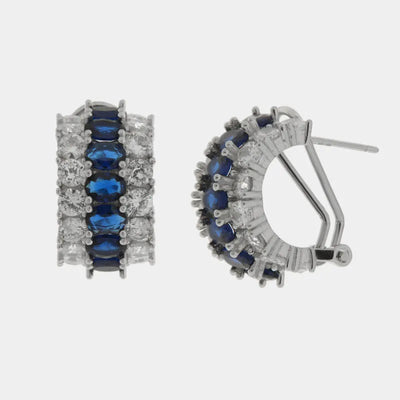Orecchini in Argento 925 semicerchio con zirconi blu Collezione Hanoi - BYSIMON gioielli