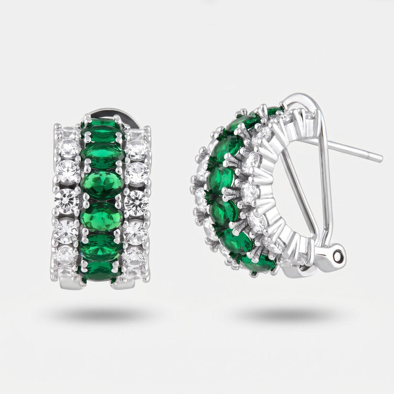 Orecchini in Argento 925 semicerchio con zirconi verdi Collezione Hanoi - BYSIMON gioielli