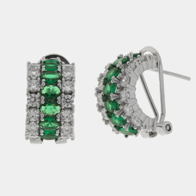 Orecchini in Argento 925 semicerchio con zirconi verdi Collezione Hanoi - BYSIMON gioielli