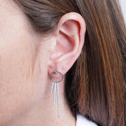 Orecchini in Argento 925 cerchio con zirconi pendenti