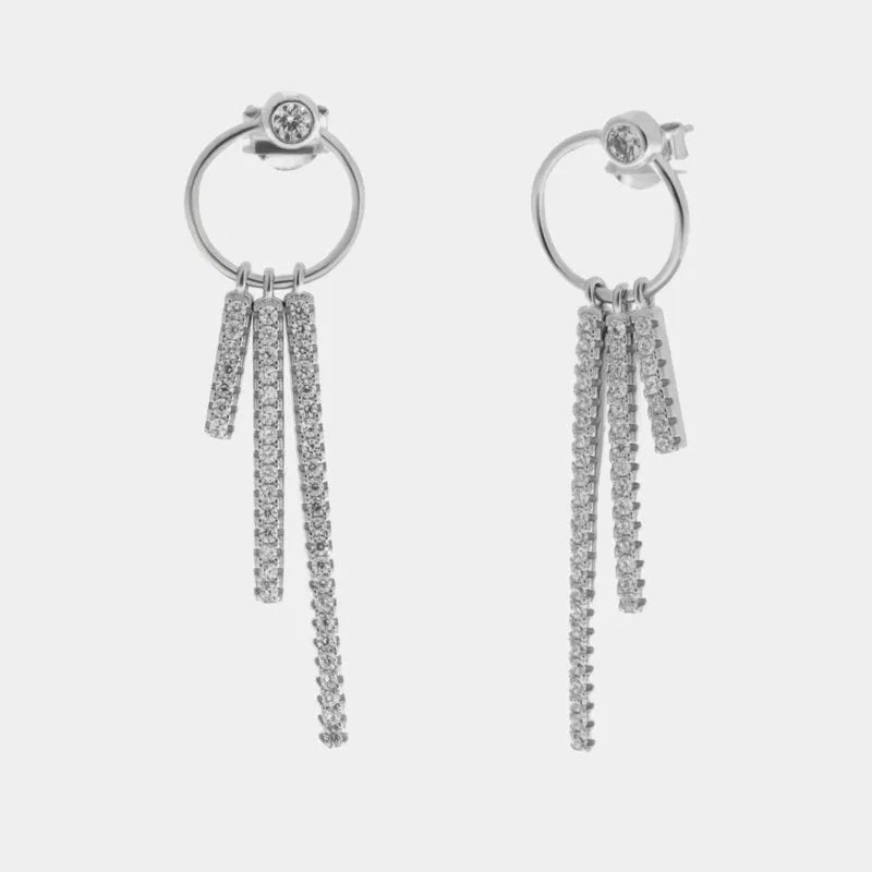Orecchini in Argento 925 cerchio con zirconi pendenti Collezione Hanoi - BYSIMON gioielli