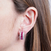 Orecchini in Argento 925 semicerchio con zirconi rossi