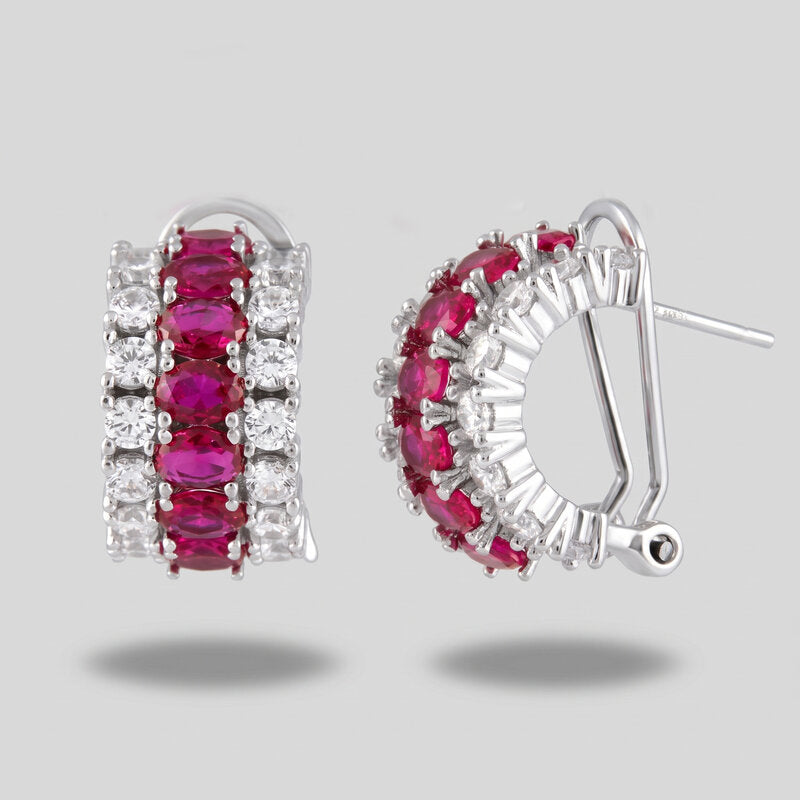 Orecchini in Argento 925 semicerchio con zirconi rossi Collezione Hanoi - BYSIMON gioielli