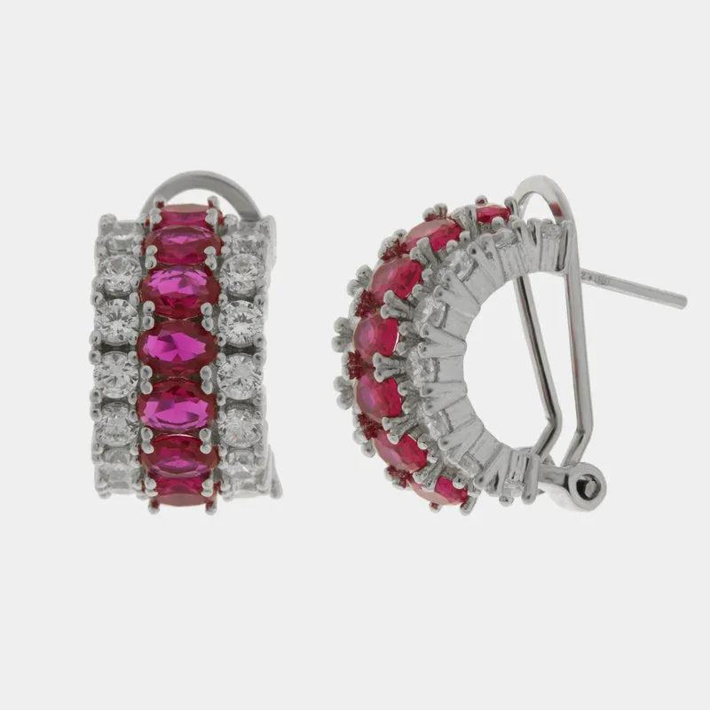 Orecchini in Argento 925 semicerchio con zirconi rossi Collezione Hanoi - BYSIMON gioielli