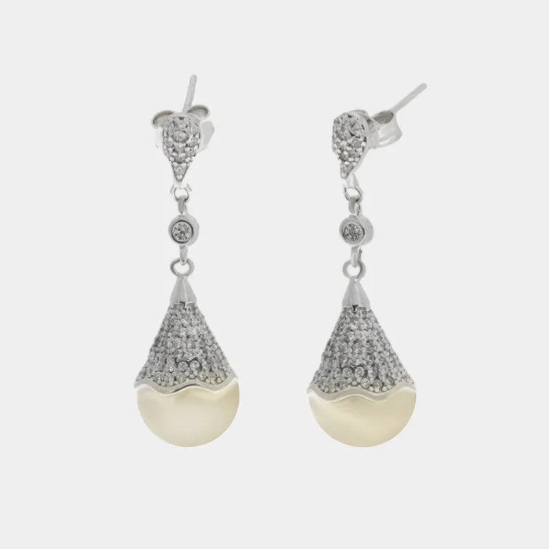 Orecchini in Argento 925 perle con zirconi Collezione Hanoi - BYSIMON gioielli