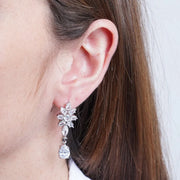 Orecchini in Argento 925 fiore con zirconi trasparenti