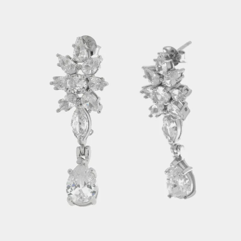 Orecchini in Argento 925 fiore con zirconi trasparenti Collezione Hanoi - BYSIMON gioielli