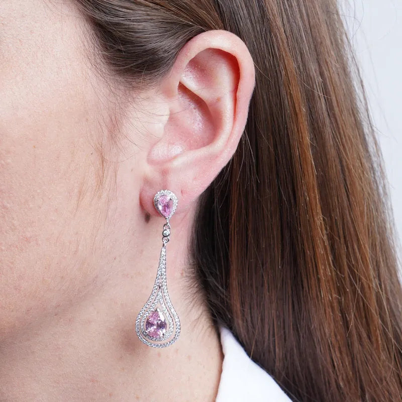Orecchini in Argento 925 goccia zirconata rosa Collezione Hanoi - BYSIMON gioielli