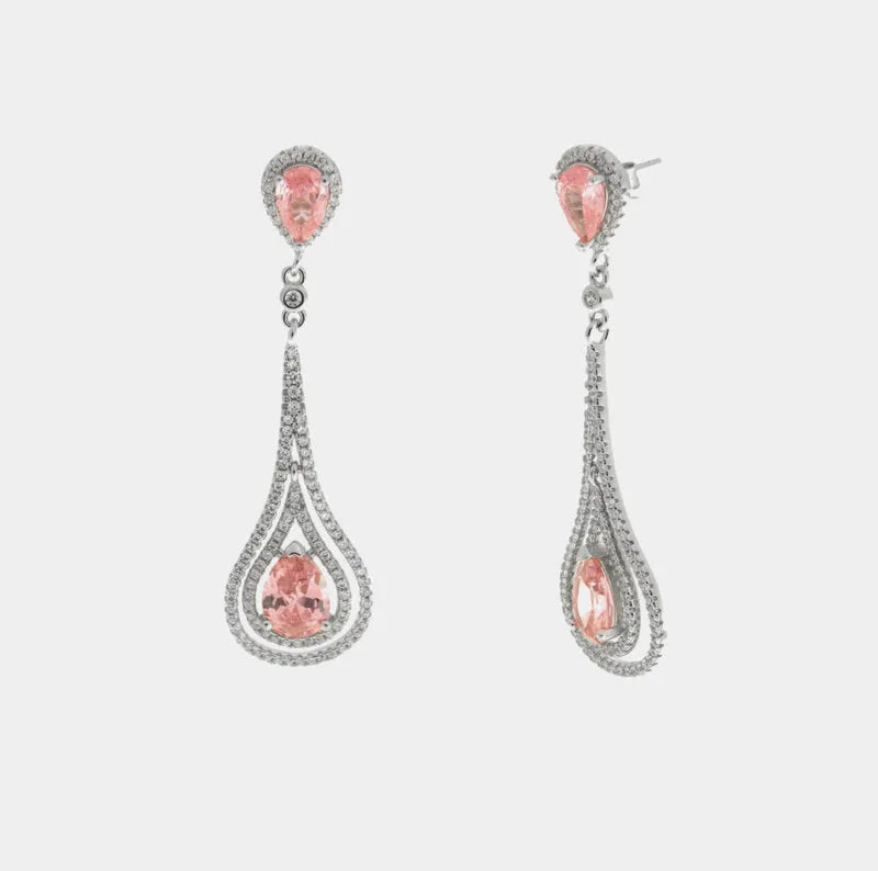 Orecchini in Argento 925 goccia zirconata rosa Collezione Hanoi - BYSIMON gioielli