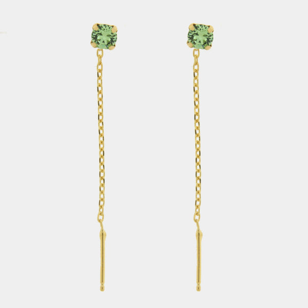 Orecchini argento 925 saliscendi con punto luce verde - BYSIMON gioielli