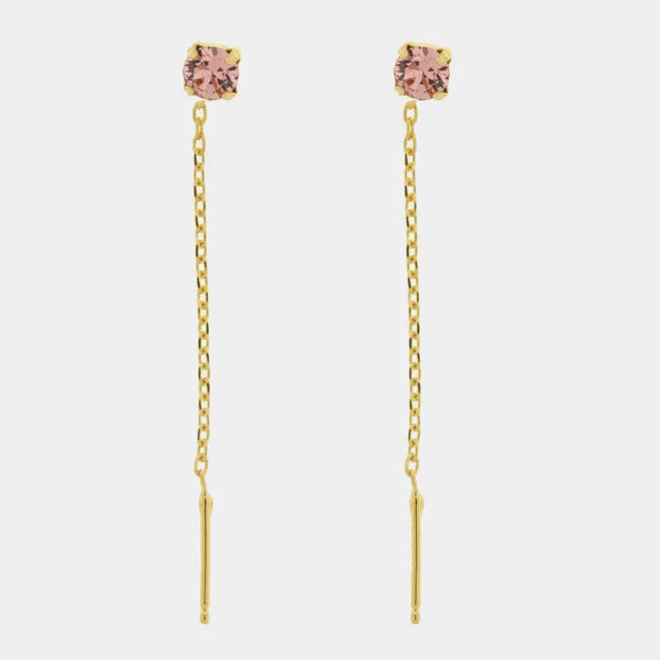 Orecchini argento 925 saliscendi con punto luce rosa - BYSIMON gioielli