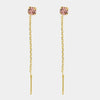 Orecchini in Argento 925 saliscendi con punto luce rosa